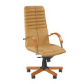 Шкіряне крісло керівника Galaxy (Гелаксі) wood chrome SP, LE